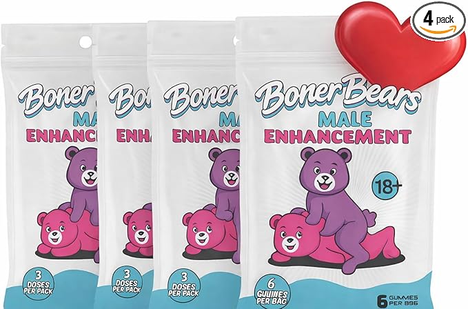 Boner Bears Box of 4 Packs - Boost Gummies for Men,